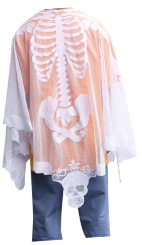 ibasenice Cape Creativo Con Motivo Scheletrico Pizzo Bianco Per Halloween Accessorio Spaventoso Per Feste e Costumi