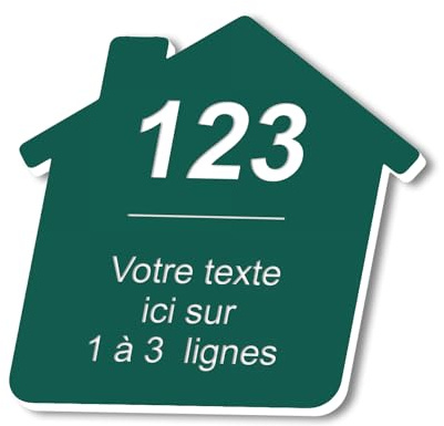 Plaque gravée personnalisée autocollante pour nom et numéro de boîte aux lettres en forme de maison design – vert foncé - format 8x8 cm