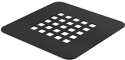 ERCOS Rejilla Cubretapón para Plato de Ducha Stone, Acero Inoxidable, Fácil de Limpiar, 125x125 mm, Color Negro Opaco