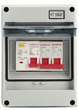 Generic 2 Way Garage Consumer Unit 40A 30mA RCD + 2 MCB (6A + 16A) with IP65 Protective Housing Fuse Box Cover Electrical Tools for Garages, Caravans, Workshops, Outbuildings, Rated Voltage 230V
