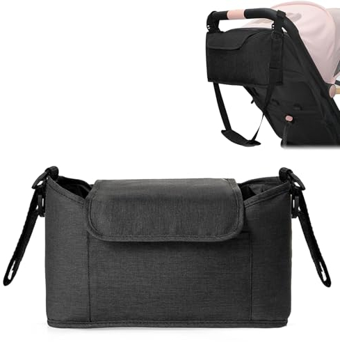 Doukesh Tragbare Aufbewahrung Kinderwagen Taschen, Buggy Organizer Tasche mit Schultergurt, Buggy Kinderwagentasche Baby, Kinderwagen Organizer Universal Zum Tragen Windel, Handys, Spielzeug Snacks.