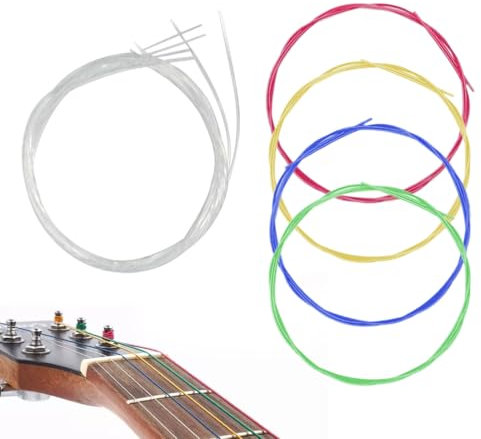 2er Set Ukulele Saiten, Nylon Saiten Ersatzteile, Zubehör für Ukulele, Bunte und Weiße Saiten