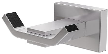 Amig - Patère de salle de bain Mod. 8 | Crochet mural avec vis incluses | 71 x 76 x 35 mm | Zamak | Argenté | Finition chromée brillante