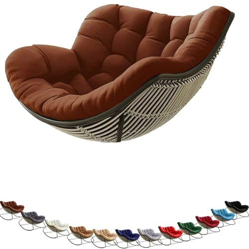 MCNDSI Schaukelstuhl Auflage wasserdicht Rattan Wohnzimmer, Bequemer Schaukelsessel Kissen Outdoor Indoor, Papasansessel Kissen Auflage Doppelt Für Garten, Terrasse(F12)
