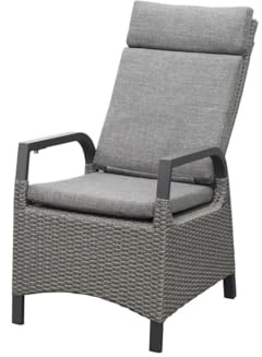 Green Spirit 2er Set Gartensessel Canberra - stapelbar, grau, Aluminium, verstellbare Rückenlehne, Hochlehner, mit Armlehnen, 57x63x111 cm - Garten-Stühle, Relax Garten-Sessel für Terrasse, Balkon