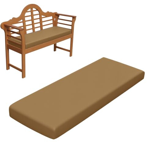 RZYW Cojines para Banco de Madera Interior Exterior, Cojin para Banco de Muebles de Jardín, Cojín para Asiento de Repuesto para Columpio, Sillas Comedor, Terraza, Sofa, Palets,Caqui,135x40cm