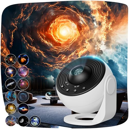 ACICILI Pro Projecteur Ciel Etoile Planetarium Projecteur Galaxie avec 13 Disques de Film, Veilleuse Etoile Projection Rotative à 360, Minuterie, veilleuse Enfant Adulte,Cadeaux de Noël