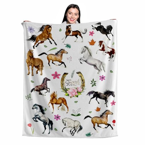 Jeyfull Flannel Fleece Throw Blanket 60x80 Inches Galloping Horse Blanket Soft Warm Lightweight Throw for Bed Couch Sofa Modern Rustic Decor Gift for Men Women Adults