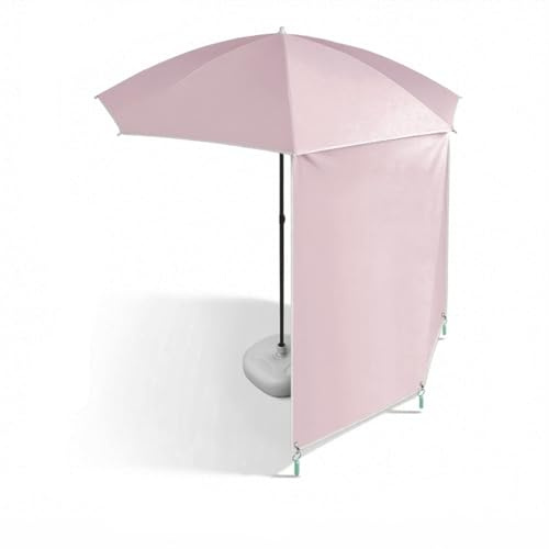 Sombrilla de playa redonda con pantalla lateral, 190 cm, protección UV, plegable, para exteriores, patio, camping, barbacoa, balcón, revestimiento de 4 capas de bloqueo UV