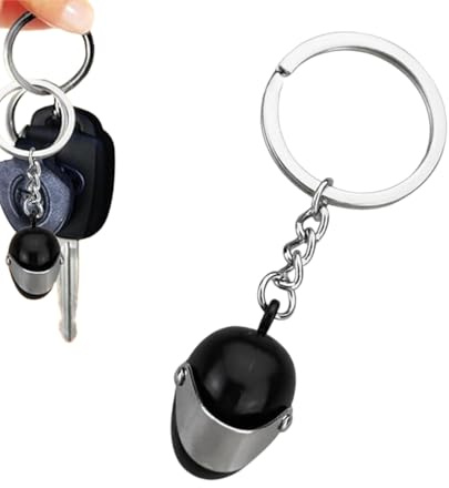 BOBOZHONG Porte-Clés De Casque De Moto,Porte Clef Casque,Mini Porte-clés de Casque 3D en métal,Porte-clés Style Locomotive Mode,Pendentif pour Cadeaux d'anniversaire et de Vacances(Noir)