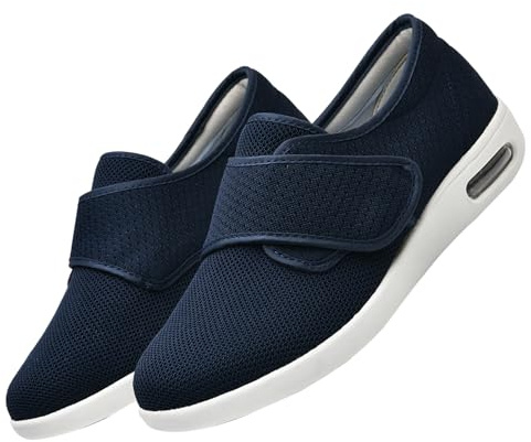 Larghezza del Piede e Scarpe di Stoffa Regolabili per Il gonfiore,Pantofole Ortopediche Edema Uomo Scarpe da Riabilitazione Traspirante Regolabili Passeggio.Blue,37