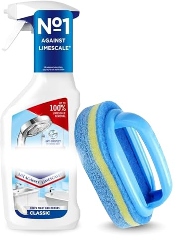 Limescale Remover Spray 500ml with Avatopia Blue Cleaning Sponge – Powerful Bathroom Cleaner & Kitchen Descaler | Heavy Duty Hard Water Stain Remover for Taps, Tiles & Showerheads | Removes Limescale