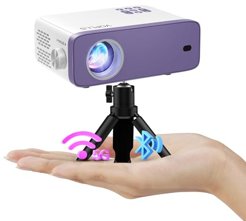 Mini Projector, VOPLLS WiFi Bluetooth 1080P Full HD 15000L Video Projector Portable Outdoor Home Theater Movie Projector, 50% Zoom, Compatible with HDMI, USB, AV, Smartphone/Tablet/Laptop/PC/TV Box