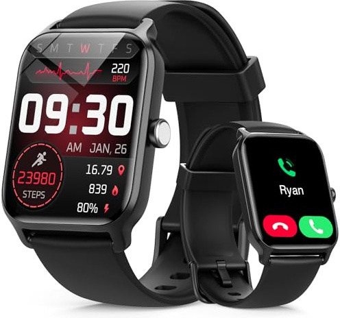 Tensky Smart Watch for Men/Women, 1.85'' HD Activity Smartwatch for Android/iPhone/Samsung/(Bluetooth Call), Alexa Built-in, 100+ Sport Modes Fitness Digital Tracker, Sleep/Heart Rate/SpO2 Monitor