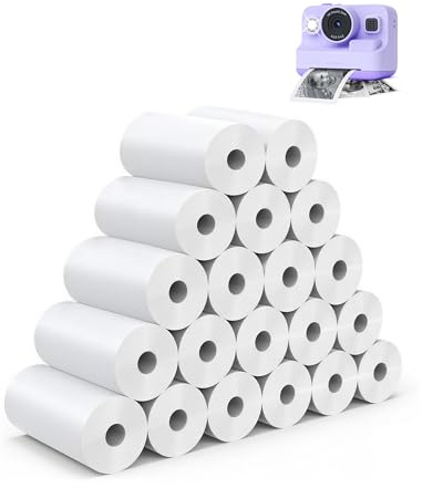 20 Rollo Papel Camara Fotos Infantil - 57 × 25 mm Rollos Camara Fotos Infantil Instantanea - Papel Fotografico para Cámara Instantánea, Compatible con Varias Mini Printer, Fácil de Reemplazar