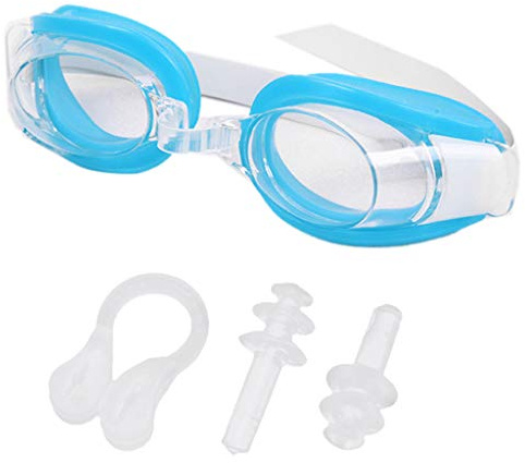 Lunettes de natation antibuée pour adultes, lunettes de natation avec tuba, masque de nez, bouchons d'oreille, lunettes de natation pour enfants, lunettes de natation pour enfants, lunettes de