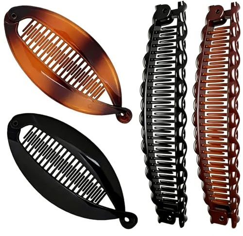 Set di 4 Mollette per Capelli Grandi Antiscivolo, Pinze per Capelli Opache Eleganti, Fermagli a Banana per Donna e Ragazza, Accessori Styling Capelli, Design Moderno e Versatile
