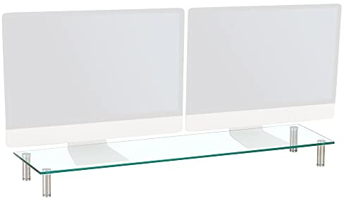 Charles Jacobs Dual/Twin Monitor Riser Stand - 100cm Wide - Clear 8cm Tall