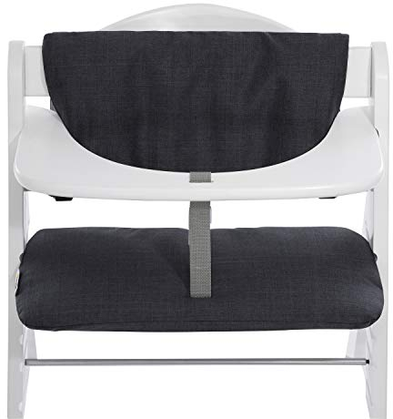hauck Sitzkissen Kompatibel mit Alpha+, Beta+ und Arketa Holzhochstuhl Highchair Pad Deluxe, Einfache Befestigung mit Klettverschluss, Maschinenwaschbar (Melange Charcoal)