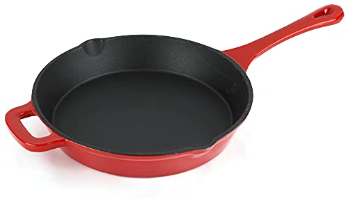 MGF Ferro - Sartén Roja de 26cm, Hierro Fundido, Libre de PFOA y PTFE, Cocina Sana, Para Todo Tipo de Cocinas, Inducción, Ahorro de Energía