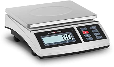 Steinberg Systems SBS-TW-15C Tischwaage 15 kg / 0,5 g 21 x 27 cm LCD RS232-Schnittstelle Akku 100 h Feinwaage Digitalwaage digitale Waage