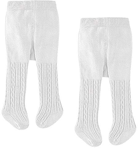 LXGKREL - Collant per neonati e bambini piccoli in cotone, morbidi, caldi ed elastici, 2 pezzi, da 0 a 24 mesi, bianco, 0-6 Mesi