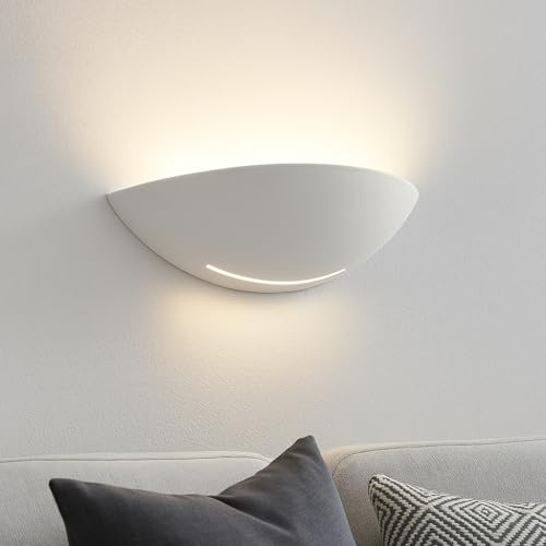 MAZZOLA LUCE Applique curvo mezza luna di gesso bianca pitturabile design moderna per interni e27 led Made in Italy