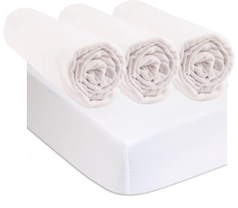 Kit de 3 Draps Housse 70x160 Lit Enfant + 2 Protèges Matelas Taille 70x160 | 100% Coton Bio | Blanc | Ultra Doux, Respirant | Sommeil sain | Certifié GOTS et Oeko Tex | Fabriqué en Europe