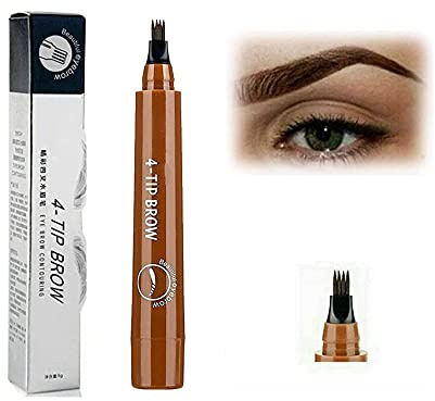 2-i-1 ögonbrynspenna och skäggpenna fyllnad och borste, 4 poäng fleranvänd vattentät ögonbryn skäggfyllningspenna, enkelt skapa naturligt ögonbrynsmakeup-perfekt för man kvinna (#01 ljusbrun)