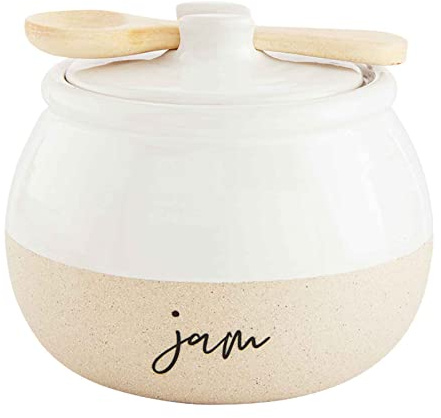 Mud Pie Stoneware Jar Set, Jam, jar 3 x 4 1/2 dia | spoon 4