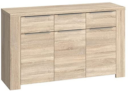 Newroom Sideboard Sonoma Eiche Kommode Modern - 143,8x86,6x41,3 cm (BxHxT) - Highboard Anrichte - [Natara.Five] Wohnzimmer Wohnstube
