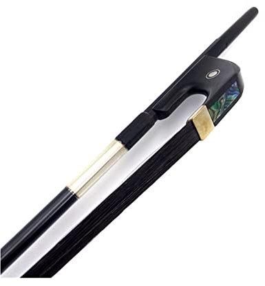 TSTS 4/4,3/4,1/2 Aufrechter Zweibassbogen Black Carbon Fibre Stick Horseail Ebenholz Frosch Student Violinbogen (Color : 3-4 Black Hair)