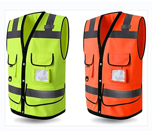 TOMYEUS 2er-Pack Reflektierende Warnwesten mit Mehreren Taschen Design Sicherheitsweste Unisex Radfahren Verkehr Reflektierender Anzug