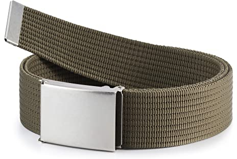 Ladeheid Herren Gürtel männlich Stoffgürtel Sackleinen P90 (Olivgrün, 125 cm x 4 cm)
