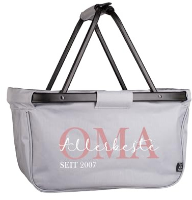 Herz & Heim® Einkaufskorb personalisiert/faltbar/modernes Design/Geschenk-Idee für Jedermann (Oma)