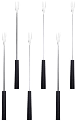 HEMOTON Fruchtgabeln 6 Stück Fonduestäbchen Schokoladengabel Fonduewerkzeuge Edelstahl Fonduegabeln Für Braten Schokolade Dessert Käse Marshmallow Grill Schwarz Tischgabeln