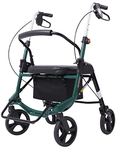 Rollator-Gehwagen für Senioren-Faltbarer Gehwagen mit Sitz und 4 Rädern-Medizinischer Rollator-Gehwagen mit Komfortgriffen und dicker Rückenlehne-Leichter Rahmen