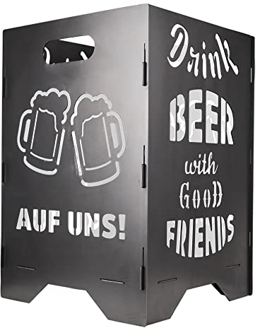 EXTRAVAGANT® Feuertonne Feuerstelle Feuerkorb Feuersäule für den Garten Terrasse Stahl Rostoptik Unikat Edelrost Geschenk Bier