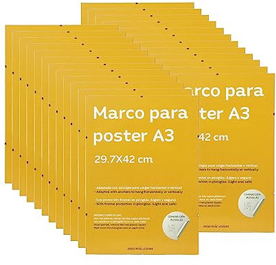 Nacnic Packung mit 24 transparenten AcrylglasClipRahmen ohne Ränder Schutz und Präsentationsständer für Fotos, Leinwand, Poster und Dekoration für Wohnzimmer, Schlafzimmer oder Büro A3 (29,7 x 42 cm)