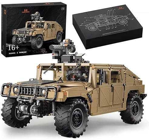 Technik Auto für Humver H1, 1:8 Groß Automodell Bausatz, 3935 Teile Klemmbausteine Humver H1 Auto MOC Set, Kompatibel mit Humvee Technik, Mit Originalverpackung