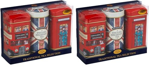 Heritage Tea Selection Triple Tea Tins 28 Teabag Gift Pack Union Jack (Pack of 2)