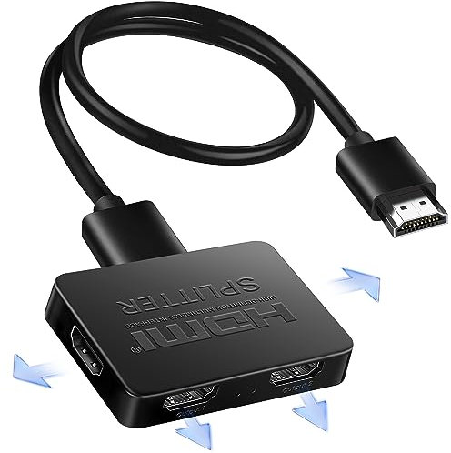 HDMI Splitter 1 in 4 Out with 3.9ft Cable, 4K HDMI Splitter (Mirror Only, Not Extend), 4 Port HDmi splitter for PS4 Xbox Sky Box Fire Stick HDTV Projector- 1 Input to 4 Outputs