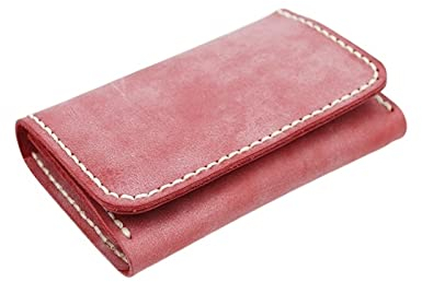 Visitenkartenetui Mist Wax Leather Manueller Visitenkartenhalter Leder Einfacher Multifunktions-Visitenkartenhalter mit großer Kapazität Zero Wallet Geschäftskartenhalter (Color : Pink)