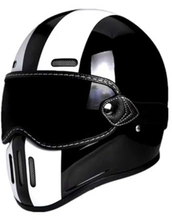 Retro Motorrad Integralhelme Herren Damen, Mit Schutzbrille Vintage Motorradhelm DOT/ECE-Zugelassen, Street Motorrad Lokomotive Helme, Offener Helm Für ATV UTV ,M=(57-58cm),B