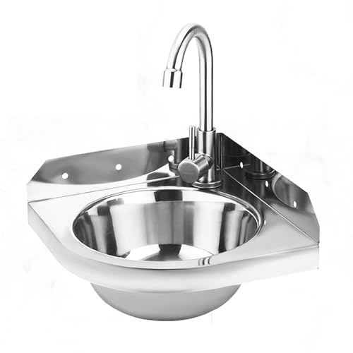 XRRJFYH Eckspüle Spülbecken RV Spüle Spülbecken Edelstahl mit Armatur Set Campingspüle Einbauspüle 1 Becken Klein