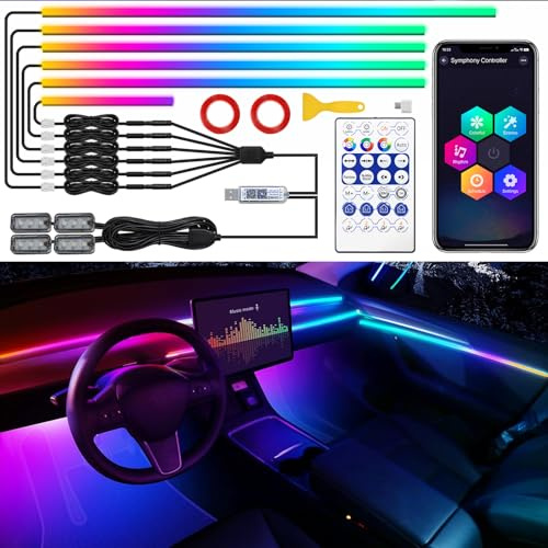 Bande LED Dreamcolor pour intérieur de voiture Tesla Model 3/Y/S/X Dreamcolor avec USB/type C, 10 en 1 avec kit d'éclairage d'ambiance de 187 pouces, 650 LED, fonction active du son, néon pour