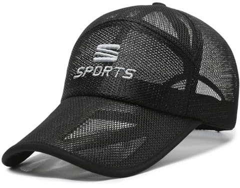 YAMEE Sommar Mesh Justerbar mössa för män, hatt med visir för kvinnor, lätt andningsbar, solskyddskeps unisex basebollkeps, herr fritidssporthattar, utomhus herr solhatt, Svart, one size
