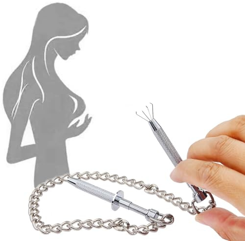Nippelklemmen Brustwarzen,Voll Kupfer Nippel Klemmen,SM Fetisch Bruststimulatoren Sexspielzeug,Ohyesbae Frauen Nipple Clamps Nippelkette für Anfängerin (Silber)