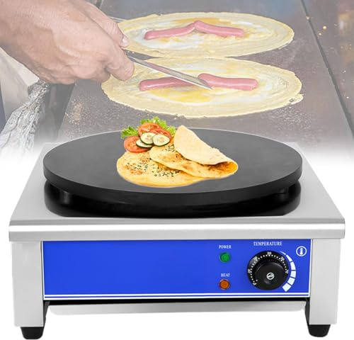 Beachtiful Comercial de Crepera | Máquina para Hacer Panqueques Eléctrica | Plato Antiadherente 40cm | con Esparcidor de Madera | para Tienda de Conveniencia de Cocina,110V1700W