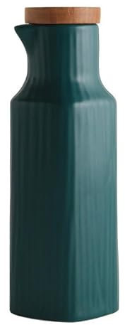 YWQHS 1–3 Stück 400 ml Keramik-Ölspenderflasche mit Holzdeckel, Sojasauce, Gewürzbehälter, kein Tropf, Öl, Essig, Menage für Küche, Olivenöltopf